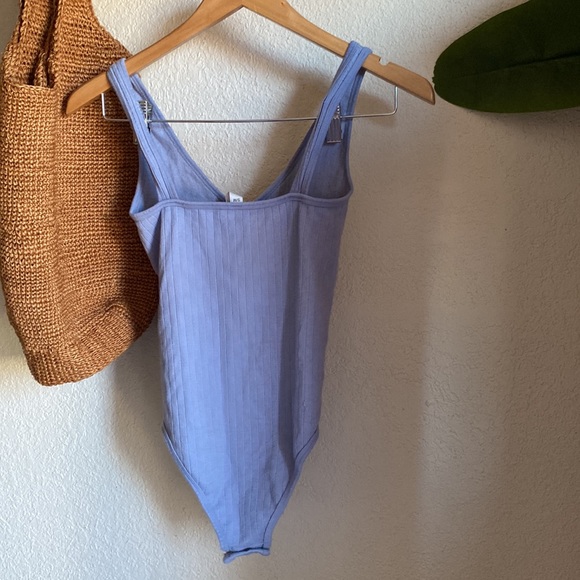 Aura Stretch Bodysuit - Ribbed Powder Blue - Picture 7 of 9